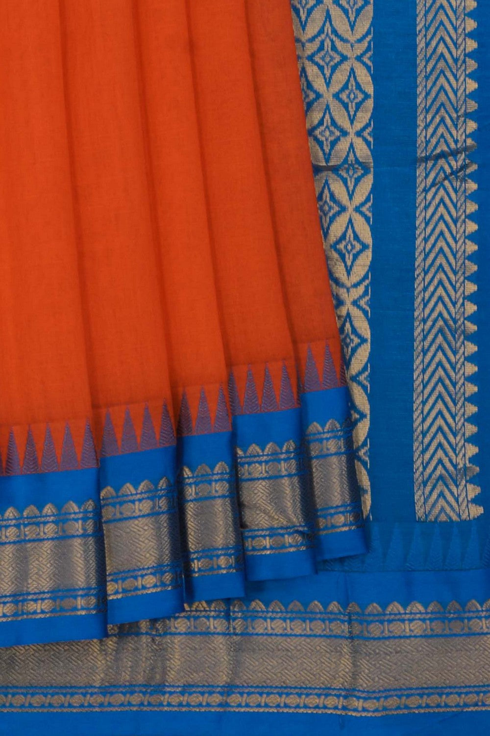 Image of Gadwal Cotton Orange Saree